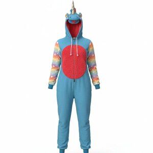 Unisex Onesie Pajama Loungewear Unicorn Colourful Footless Jumpsuit Size Medium